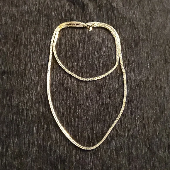 VINTAGE TRIFARI GOLD TONE BOX CHAIN Necklace 35 Inch Long T Hang Tag - Picture 5 of 7